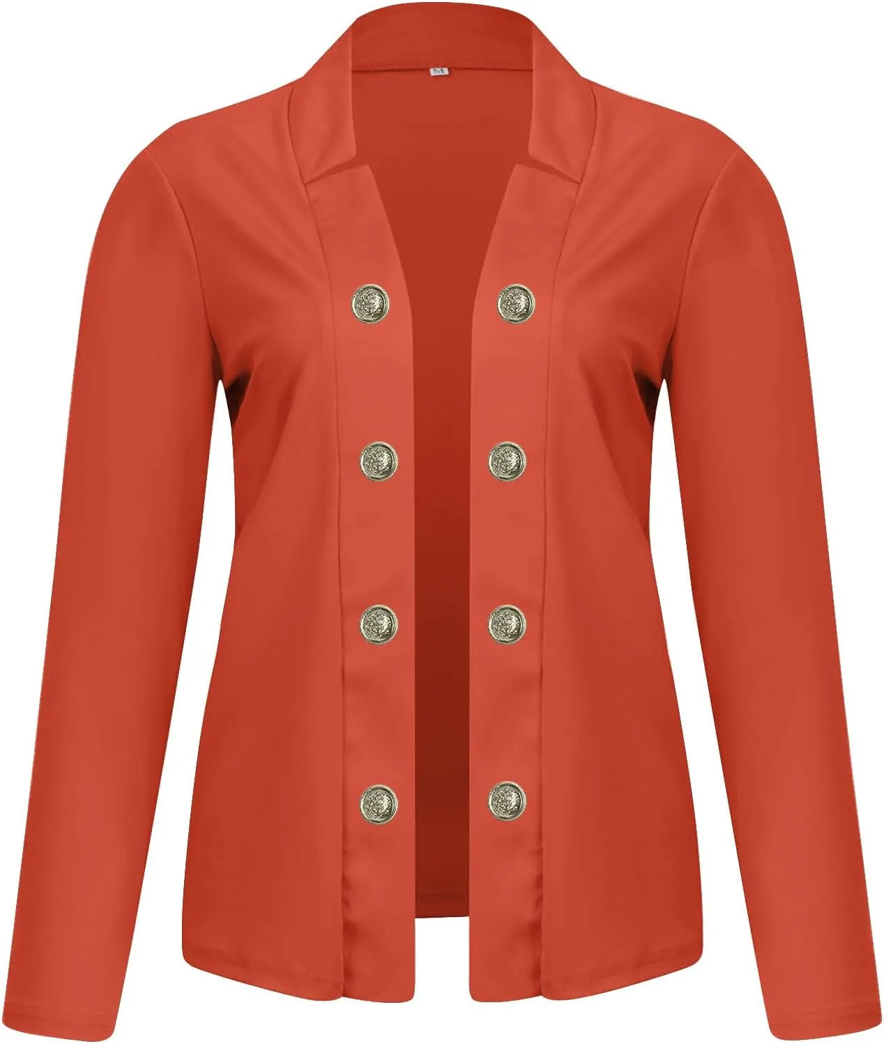 Women's Business Blazers Casual Long Sleeve Office Blazers Trendy Solid Color Gold Button Open Front Suit Jackets