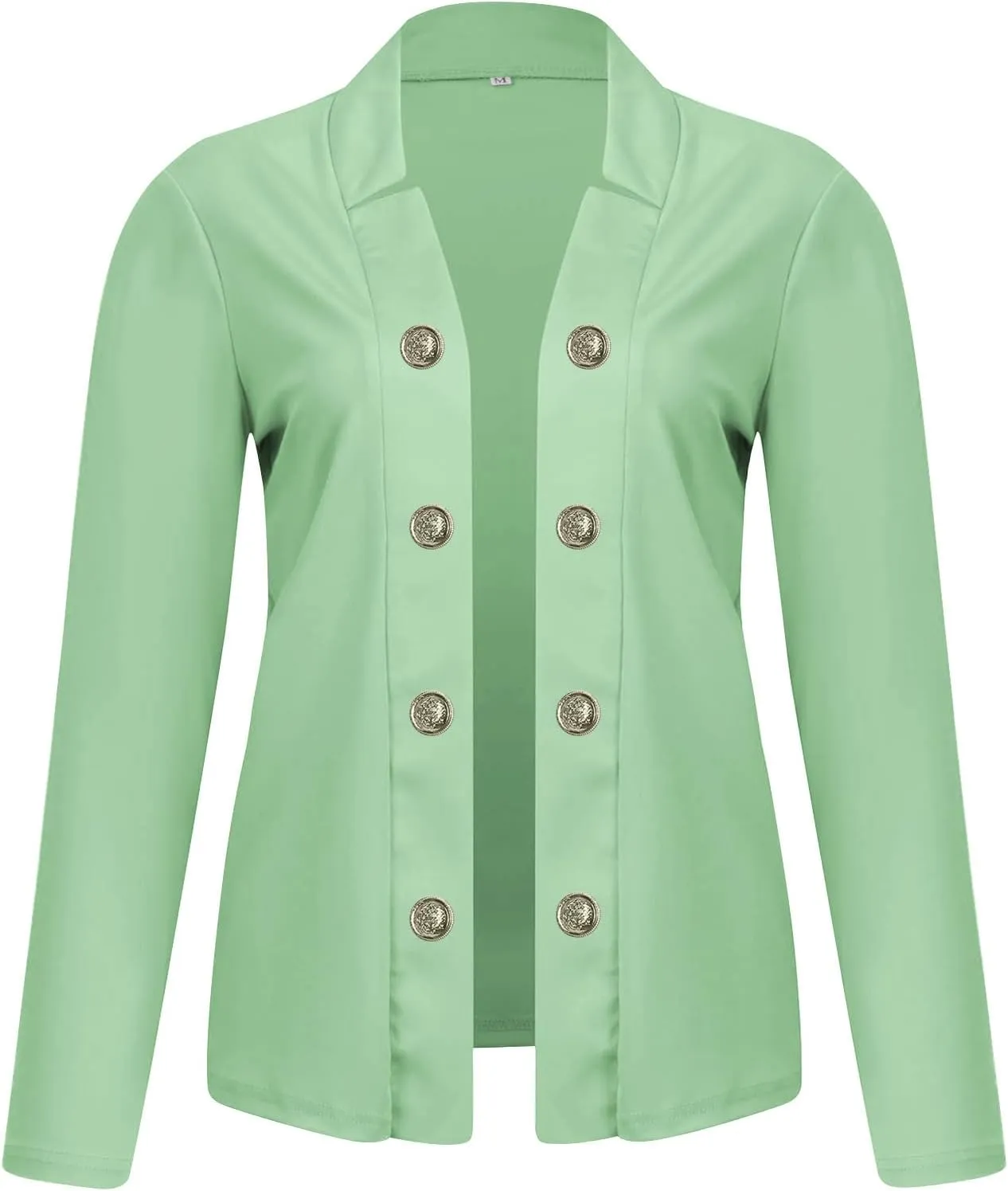 Women's Business Blazers Casual Long Sleeve Office Blazers Trendy Solid Color Gold Button Open Front Suit Jackets