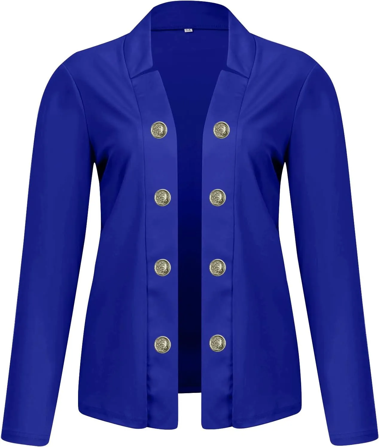 Women's Business Blazers Casual Long Sleeve Office Blazers Trendy Solid Color Gold Button Open Front Suit Jackets