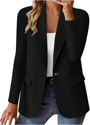 Womens Business Casual Blazer Spring Cardigan Lapel Button Down Solid Suit Jacket with Lined Office Work Clothes 2025