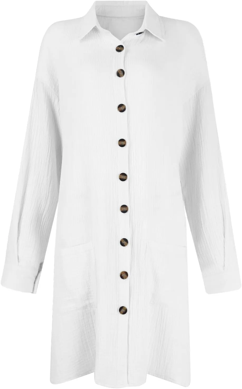 Womens Button Down Shirt Dress Summer Casual Short Sleeve Shirt Dress Beach Cover Up Loose Tunic Dresses with Pockets
