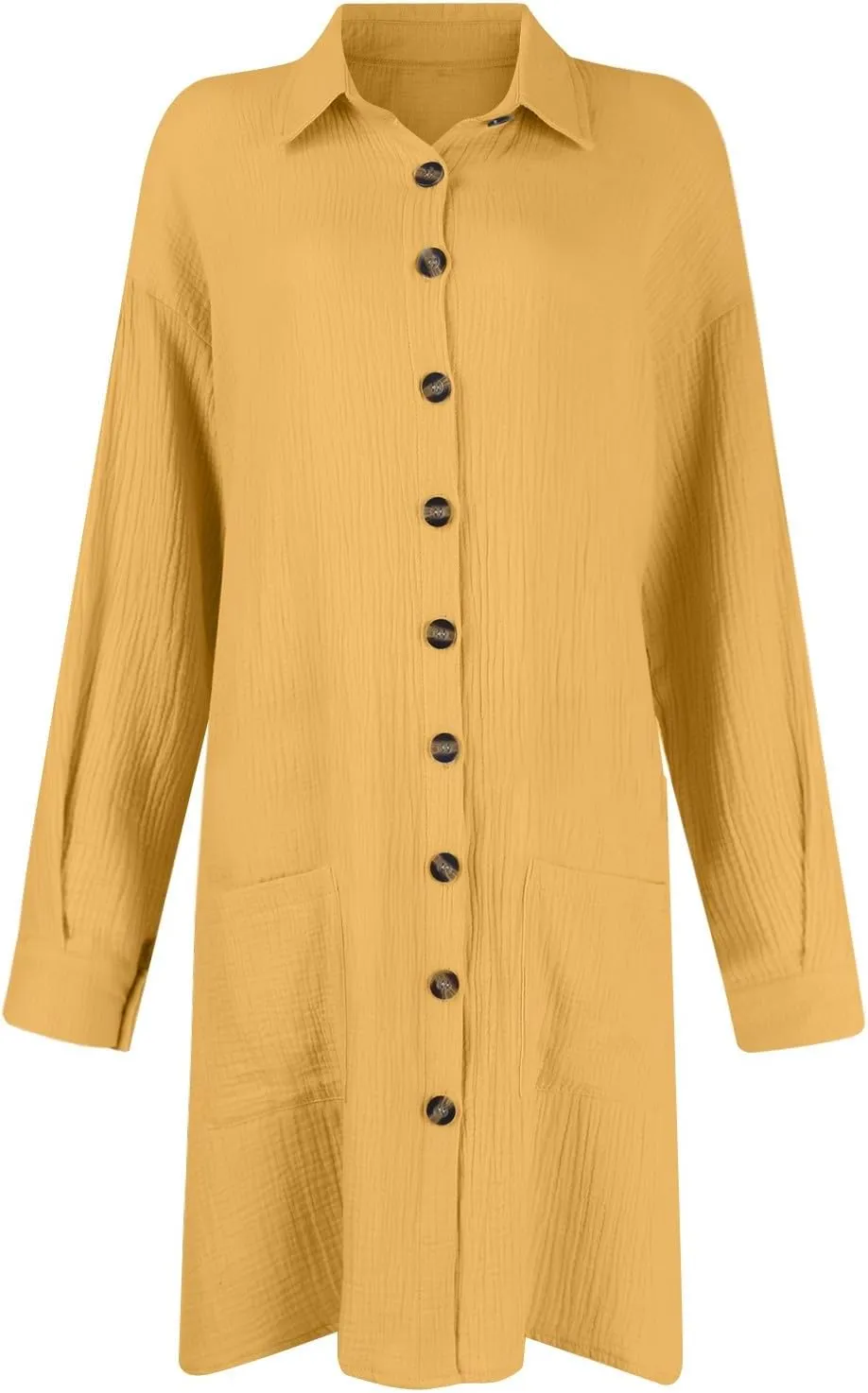 Womens Button Down Shirt Dress Summer Casual Short Sleeve Shirt Dress Beach Cover Up Loose Tunic Dresses with Pockets