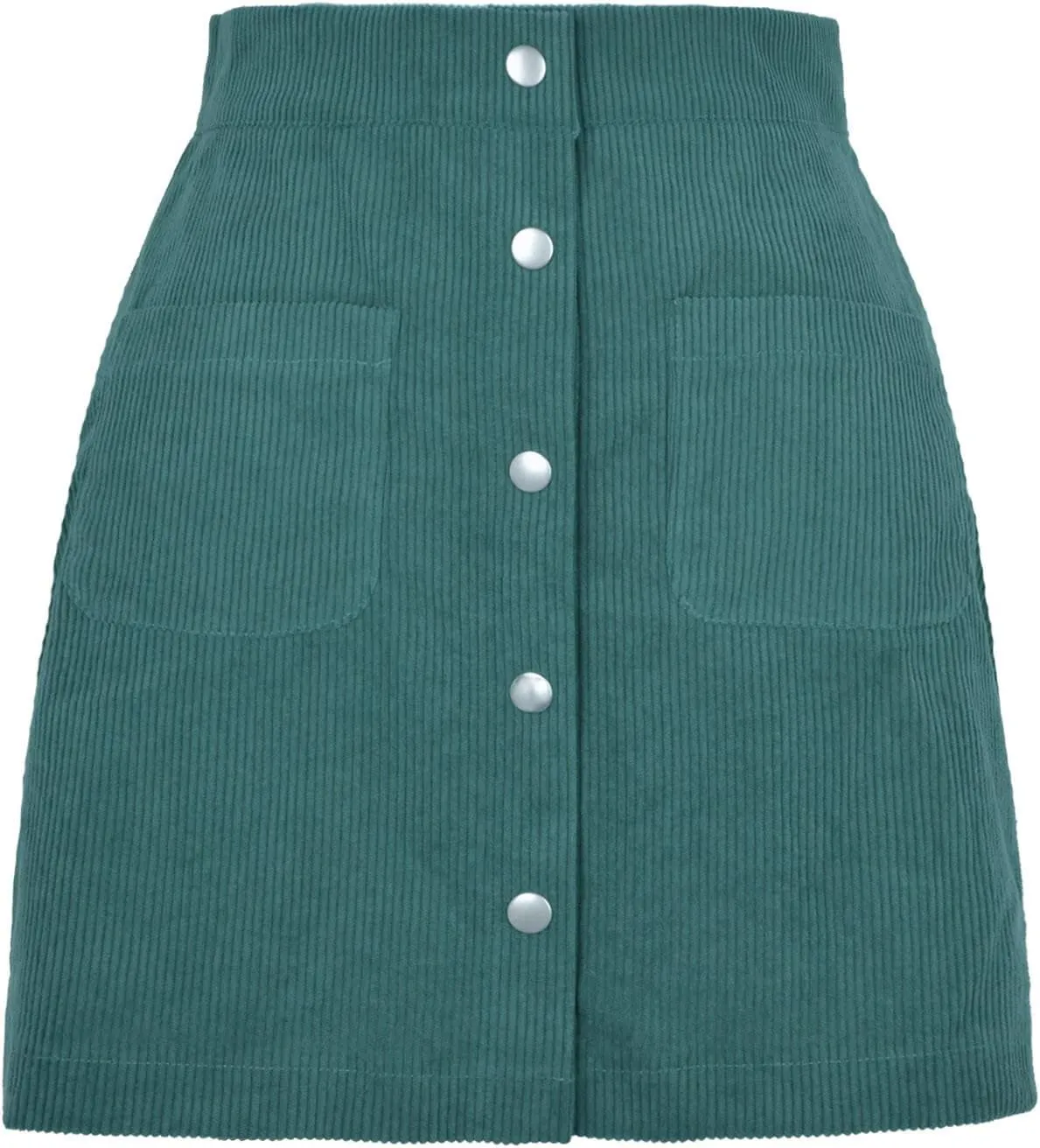 Women's Button Front Corduroy Skirts High Waist Bodycon Mini Skirt with Pockets Y2K Trendy A-Line Skirts Spring Fall