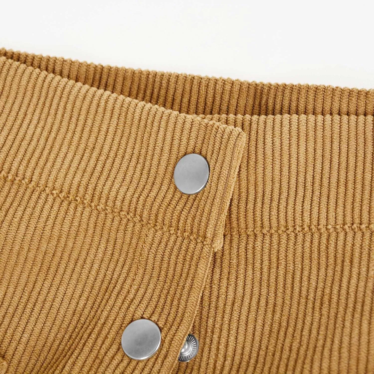Women's Button Front Corduroy Skirts High Waist Bodycon Mini Skirt with Pockets Y2K Trendy A-Line Skirts Spring Fall