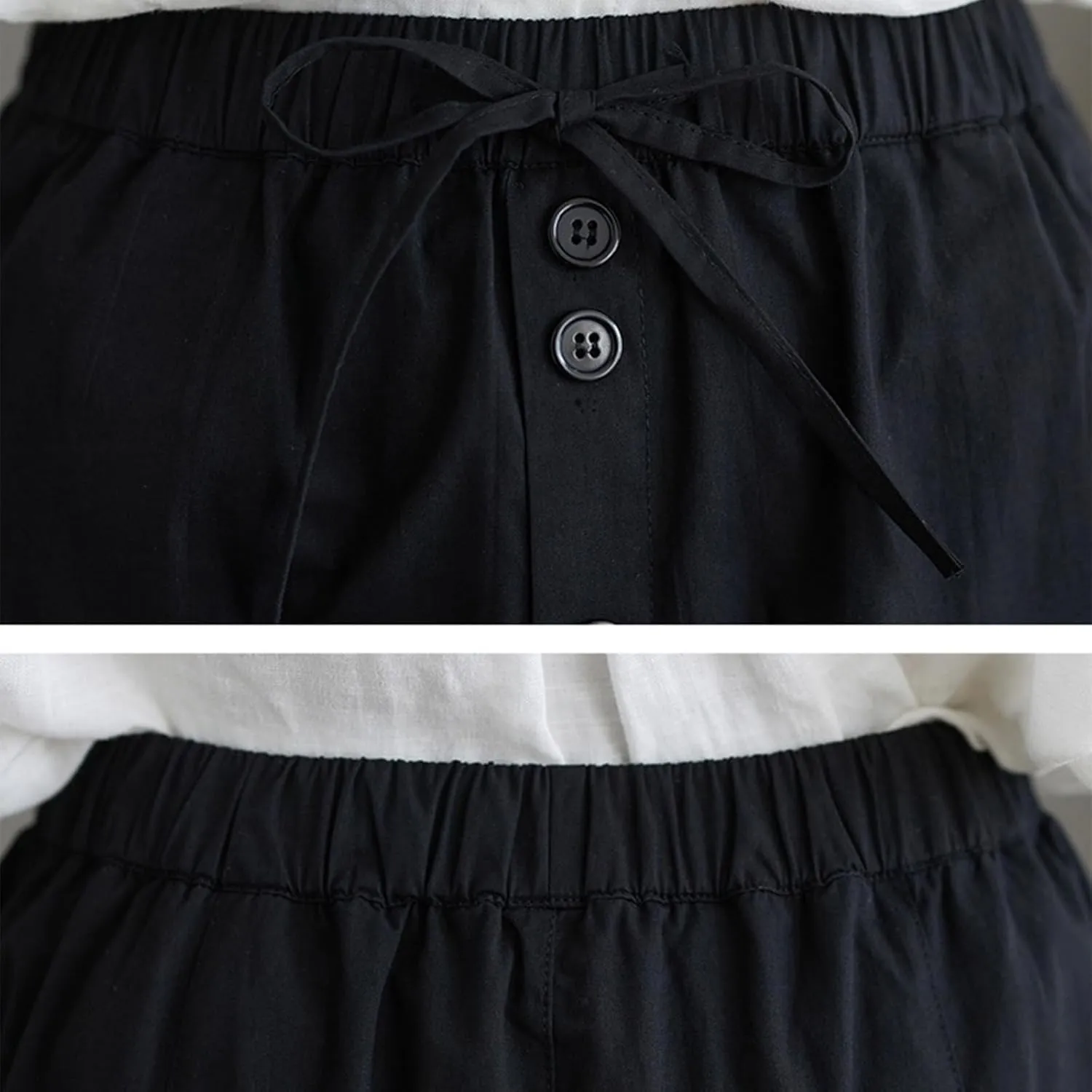 Women's Button Front Cotton Midi Skirt Summer Dressy A-Line Pencil Skirts Drawstring High Waist Office Work Skirt