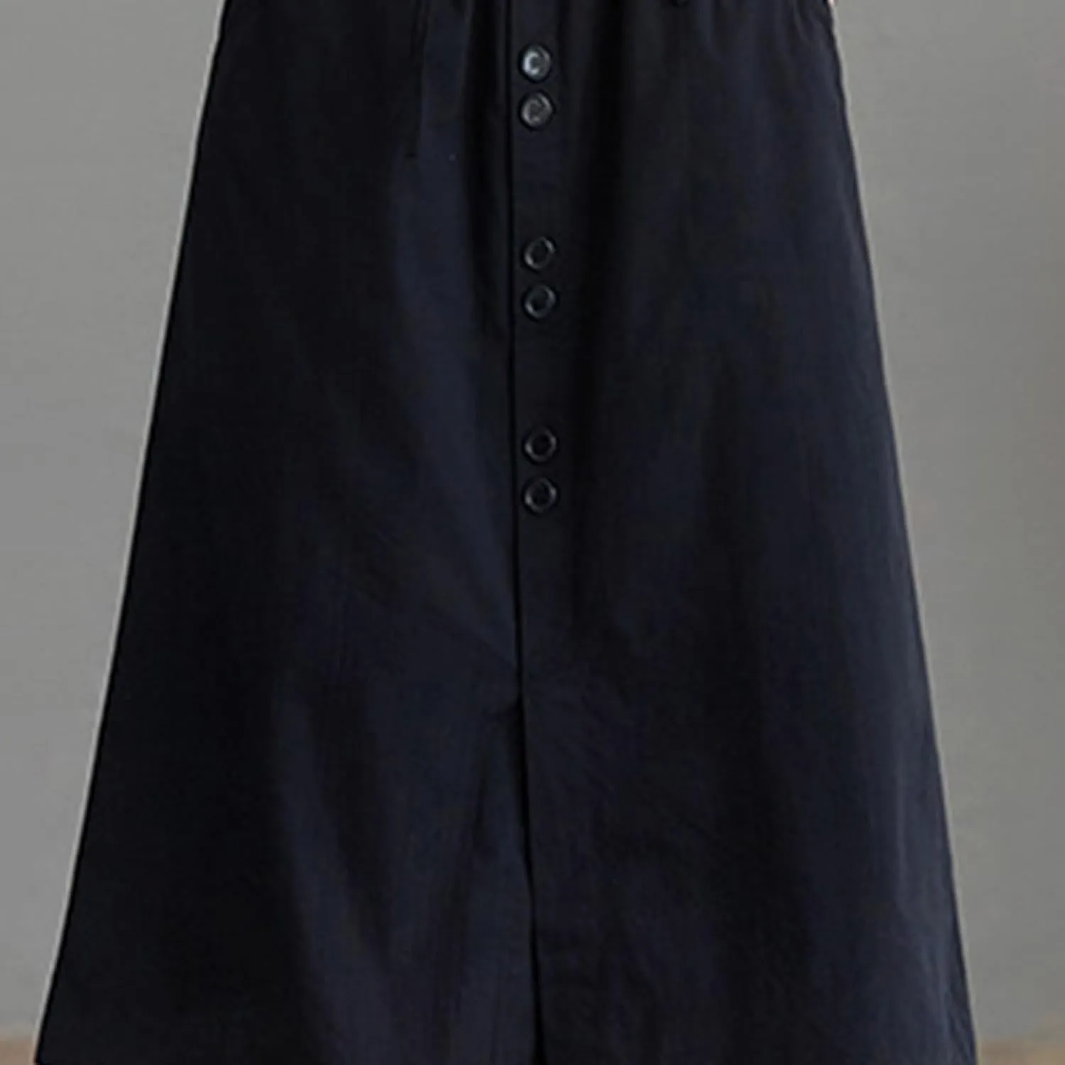 Women's Button Front Cotton Midi Skirt Summer Dressy A-Line Pencil Skirts Drawstring High Waist Office Work Skirt