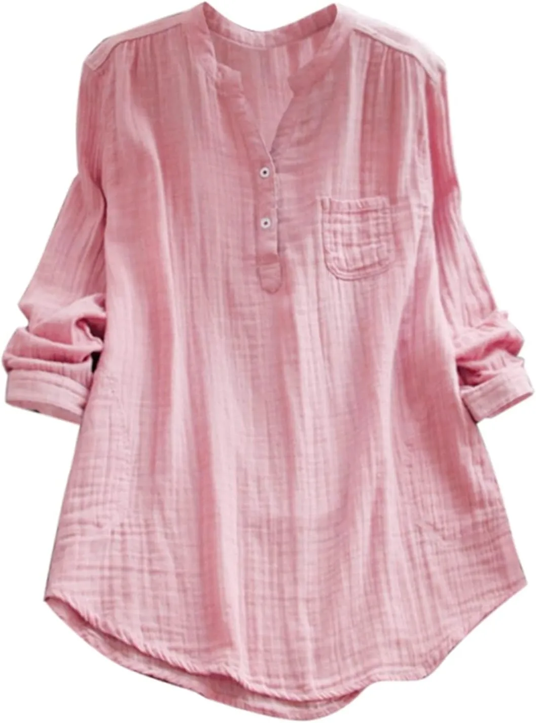 Womens Button Up Shirt Solid Short Sleeve Linen Summer Casual Basic Blouse Tops Loose Tee Shirt