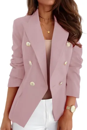 Womens Casual Blazers Business Lapel One Button Long Sleeve Suit Jacket Dressy Lightweight Solid Color Office Blazer