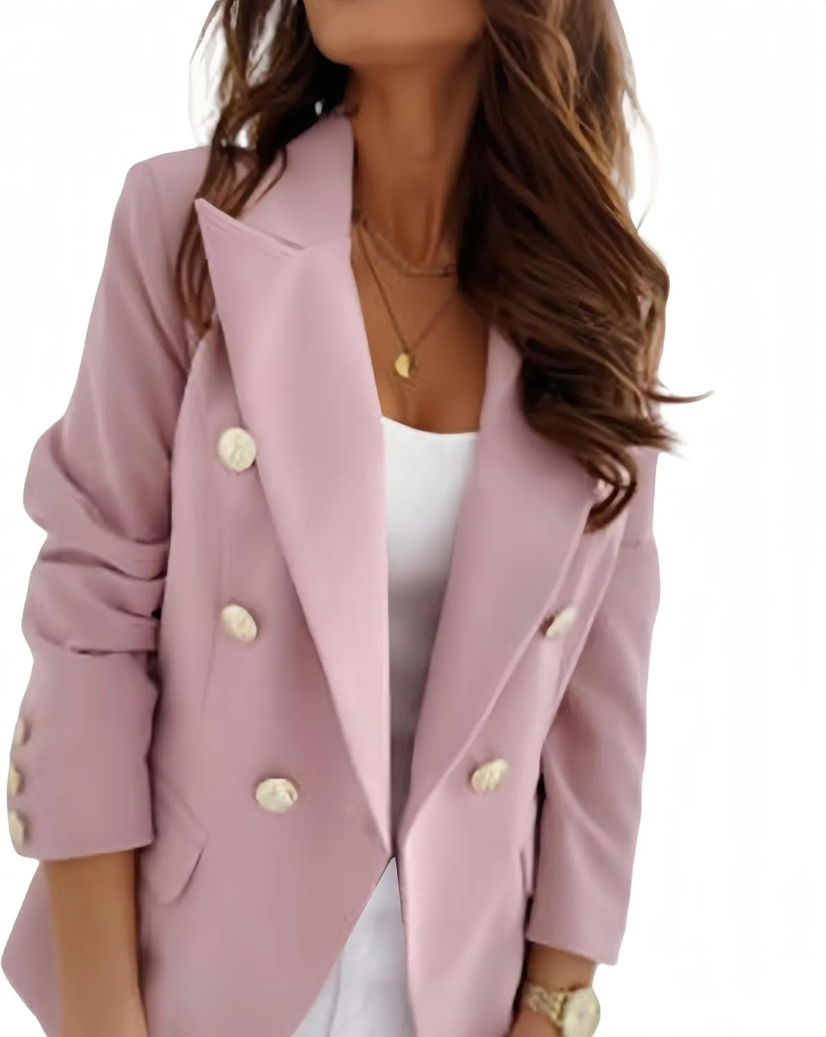 Womens Casual Blazers Business Lapel One Button Long Sleeve Suit Jacket Dressy Lightweight Solid Color Office Blazer