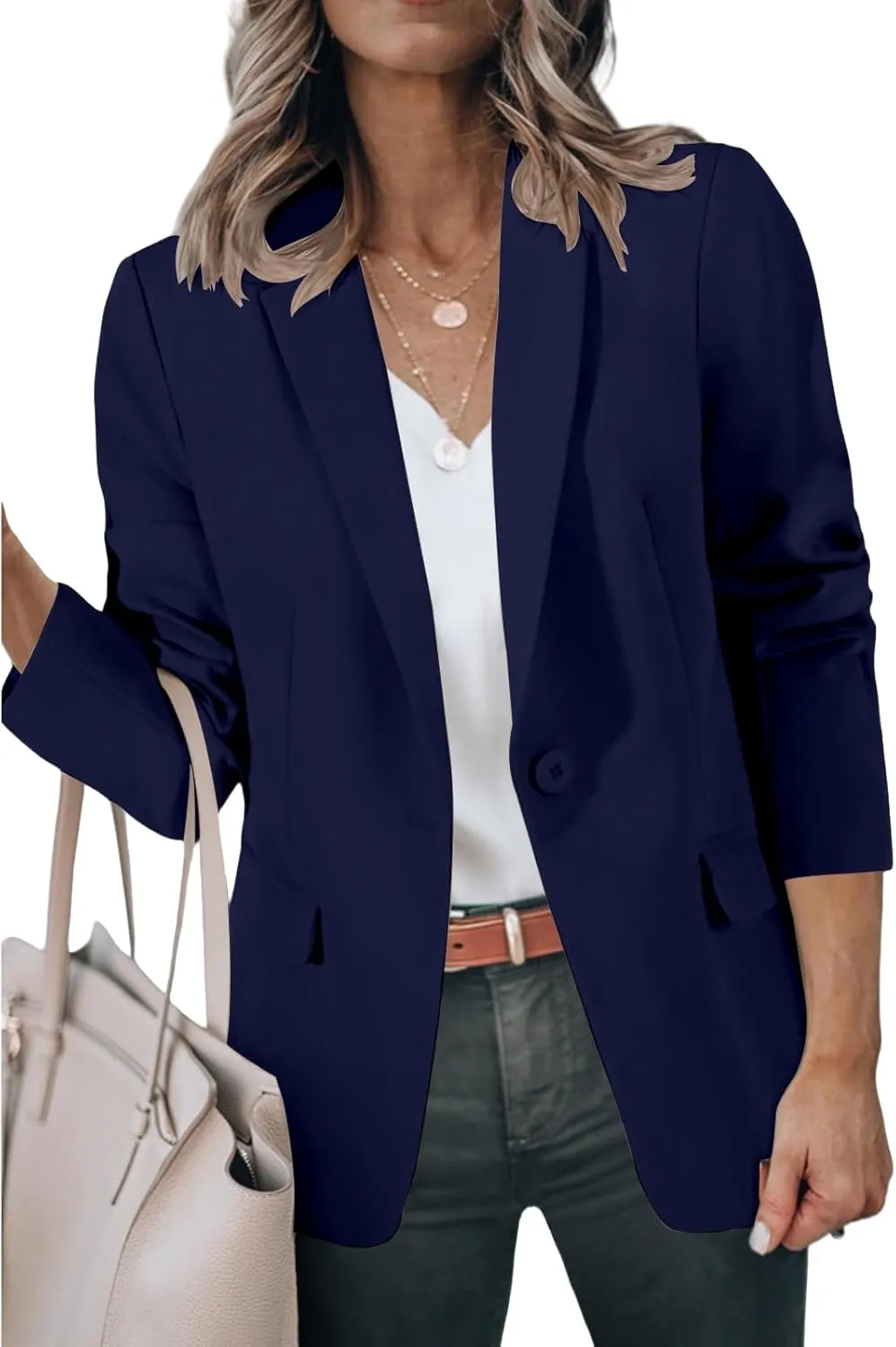 Womens Casual Blazers Open Front Long Sleeve Suit Jackets Open Front Work Office Outwear Lightweight Slim Fit Blazer