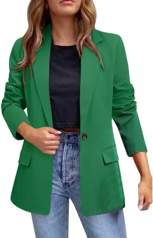 Womens Casual Bussiness Blazer Loose Long Sleeve Spring Summer Jackets Open Front Lapel Work Office Blazers Tops