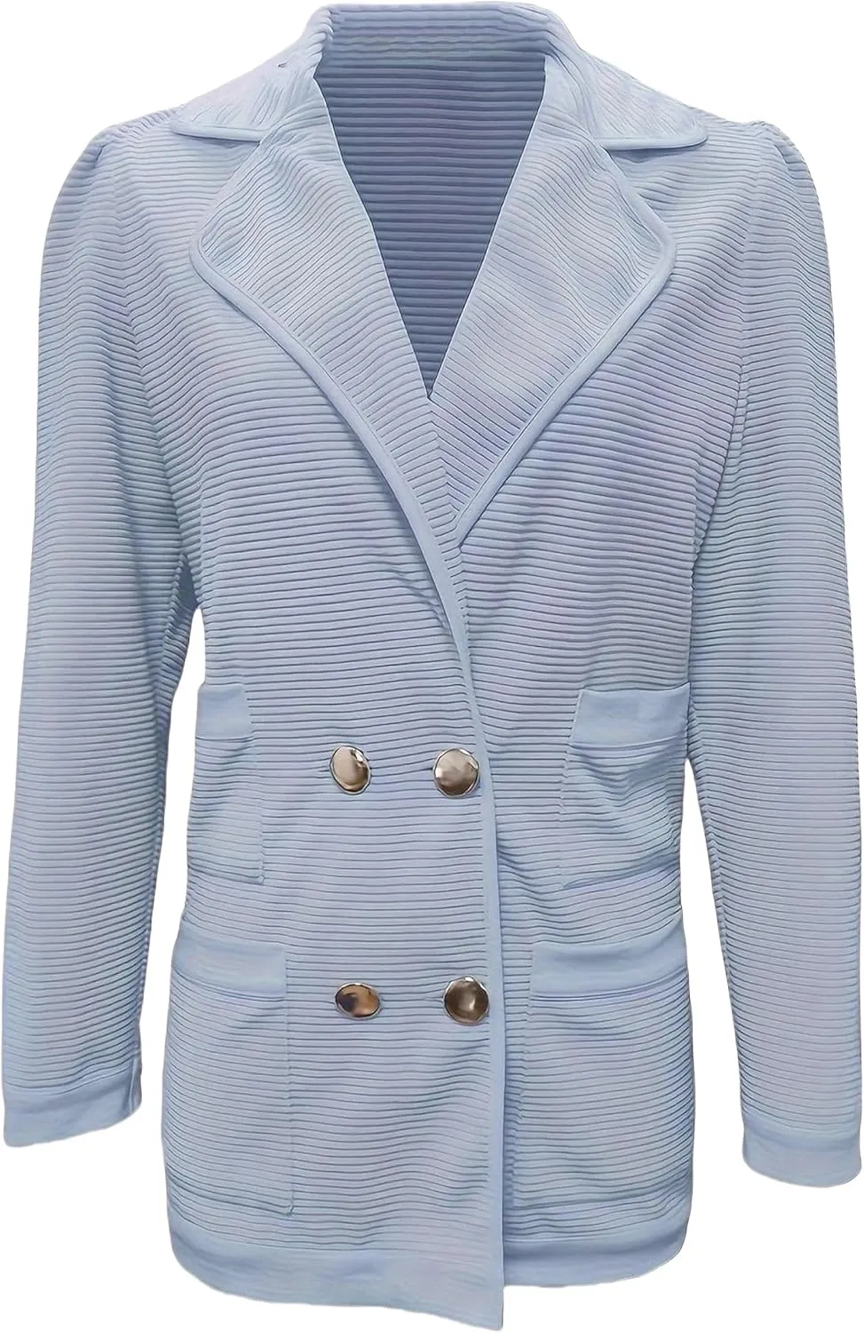Womens Casual Long Sleeve Blazers Business Casual Jacket Textured Button Coat Lightweight Cardigans with Pockets