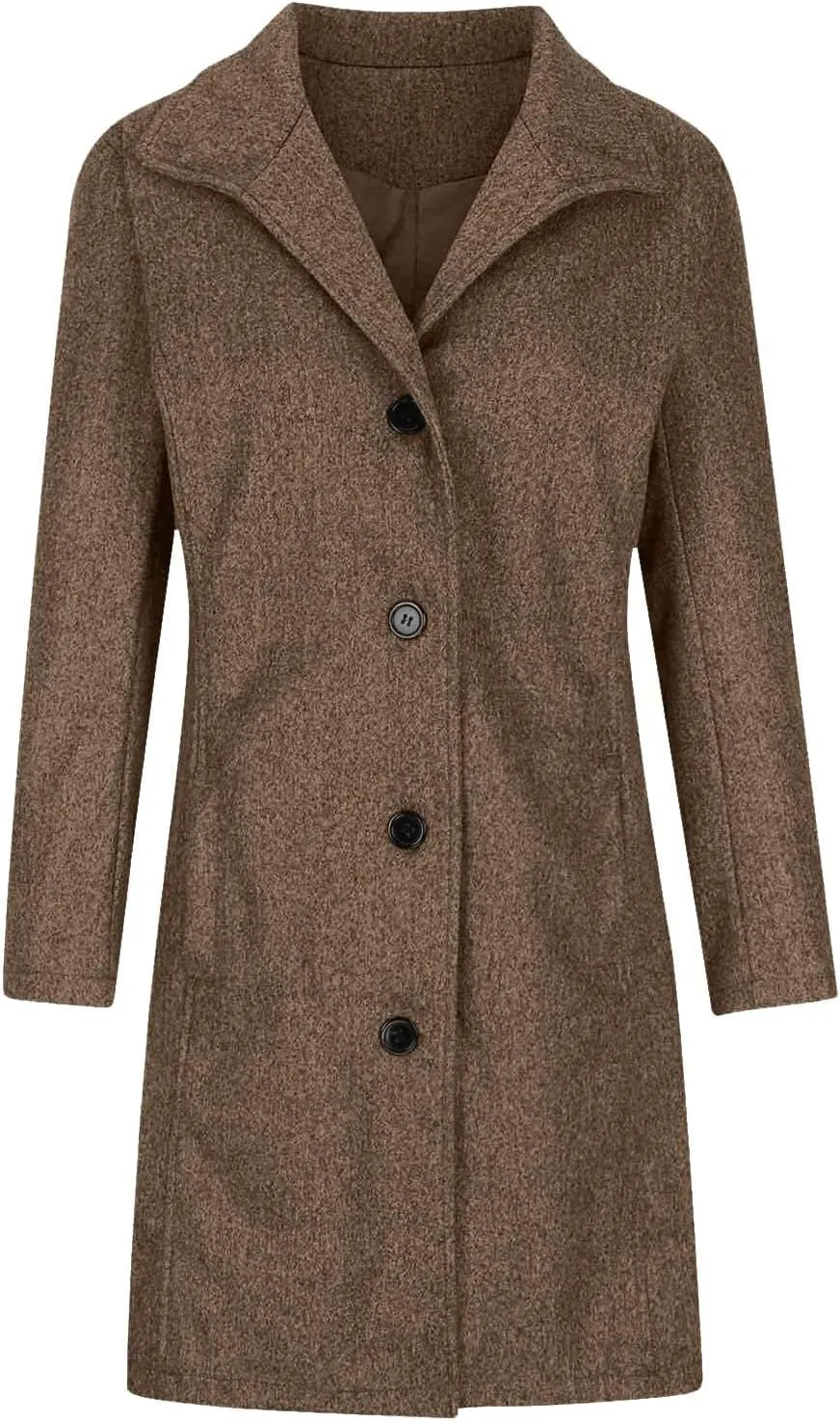 Women's Casual Thicken Wool Blend Stand Collar Single Breasted Warm Winter Coat Business Wool Pea Coats for Women