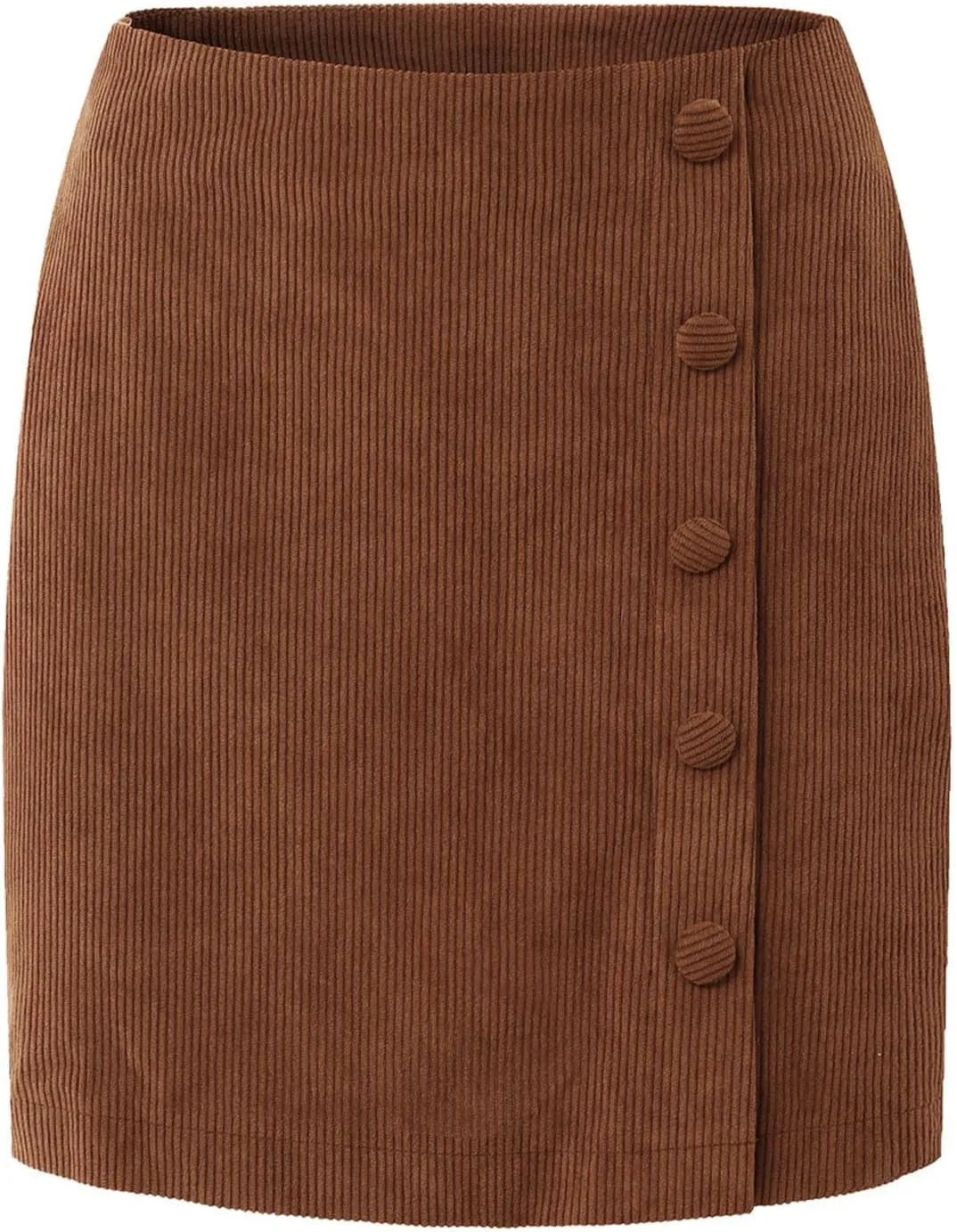 Womens Corduroy High Waist Button Front Skirts A Line Slim Solid Single Breasted Zipper Skirts for Fall Winter Spring