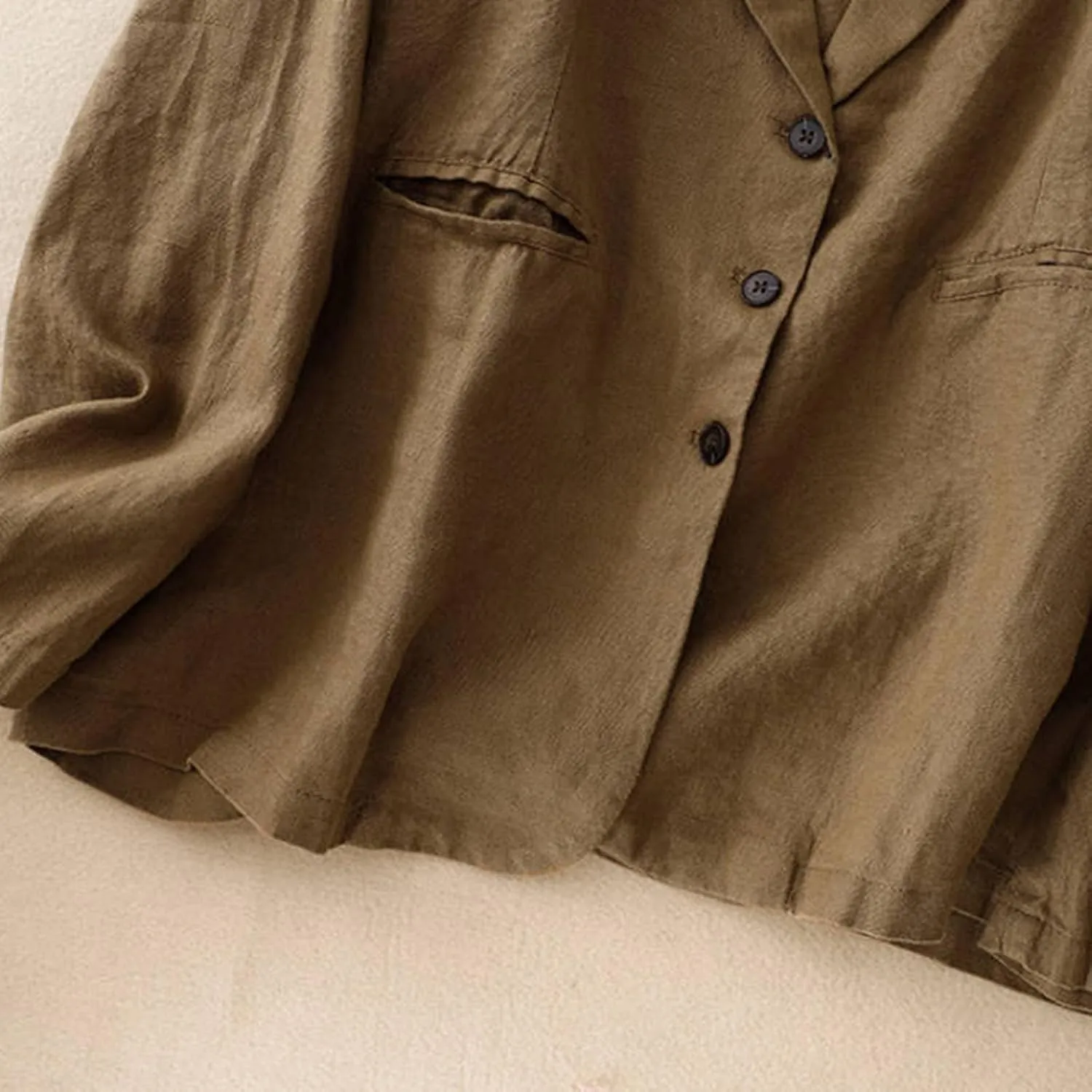 Womens Cotton Linen Blazer Notch Lapel Single Breasted Suit Coat Jackets Boyfriend Loose Casual Comfy Blazer Jacket