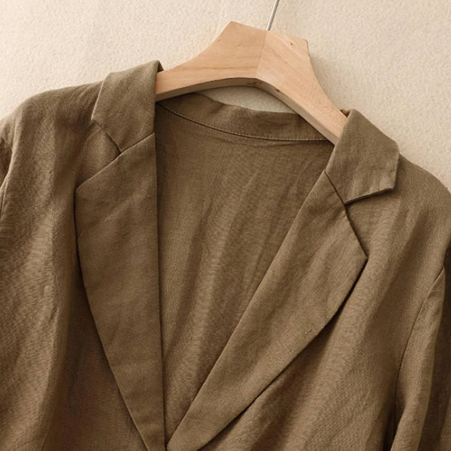 Womens Cotton Linen Blazer Notch Lapel Single Breasted Suit Coat Jackets Boyfriend Loose Casual Comfy Blazer Jacket
