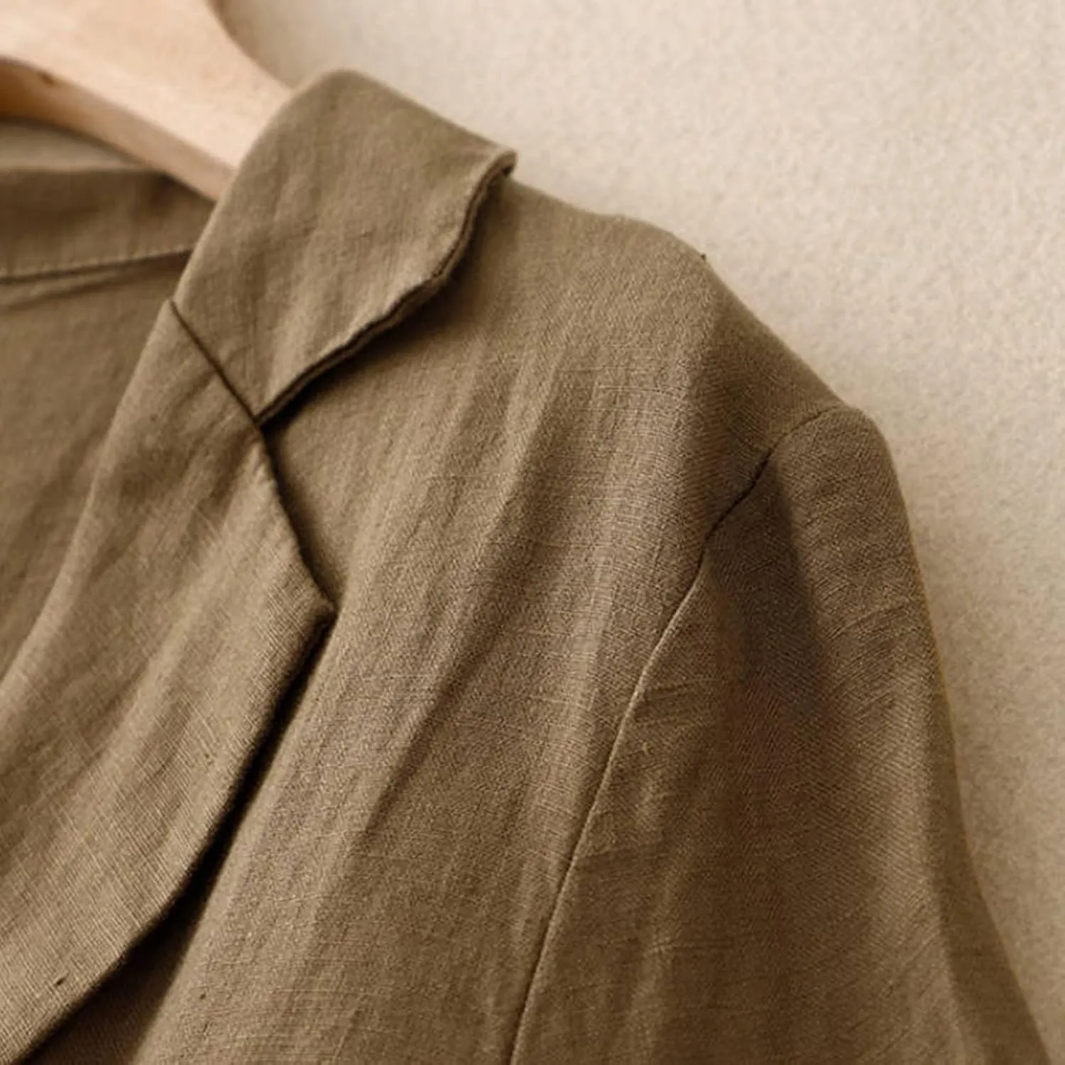 Womens Cotton Linen Blazer Notch Lapel Single Breasted Suit Coat Jackets Boyfriend Loose Casual Comfy Blazer Jacket