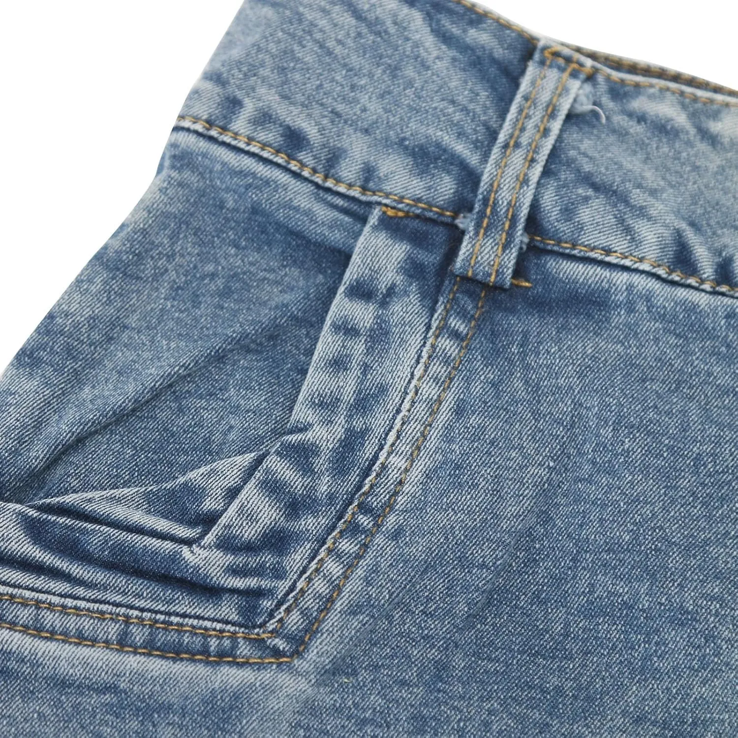 Women's Destroyed Mid Length Denim Wrap Skirt Asymmetrical Hem Bodycon Cowboy Skirts Spring Trendy Casual Skirt