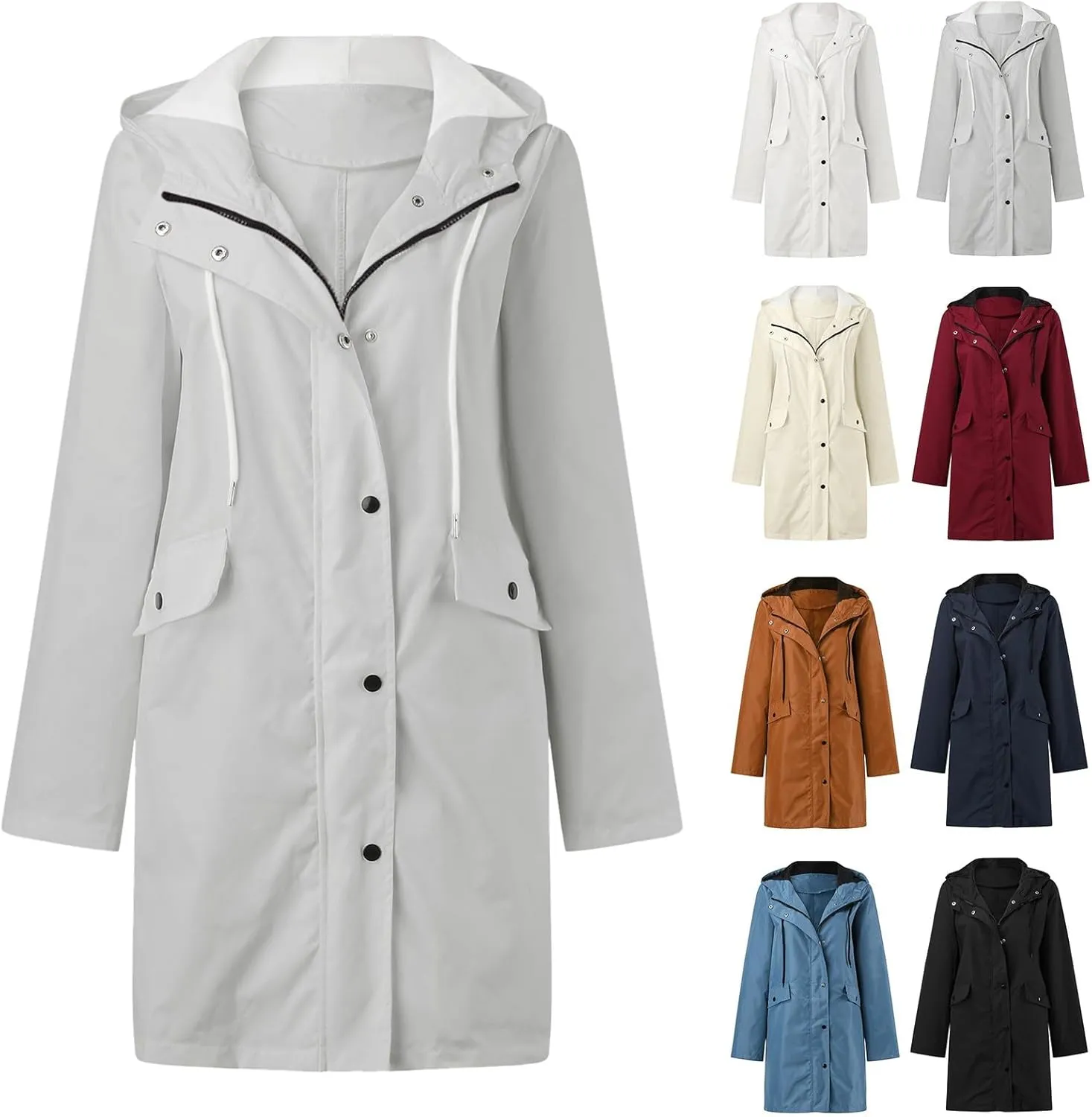 Women's Double-breasted Notch Lapel Peacoat Long Sleeve Wool Blend Coat Mid-Length Thicken Warm Outwear