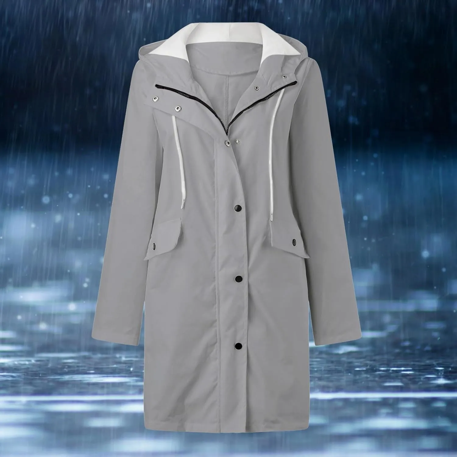 Women's Double-breasted Notch Lapel Peacoat Long Sleeve Wool Blend Coat Mid-Length Thicken Warm Outwear