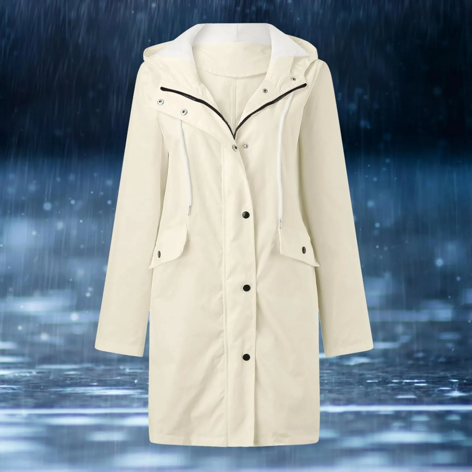 Women's Double-breasted Notch Lapel Peacoat Long Sleeve Wool Blend Coat Mid-Length Thicken Warm Outwear