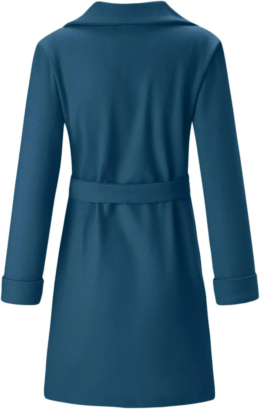 Women's Elegant Wool Blend Trench Coat Winter Outcoat Mid-Long Windproof Lapel Slim Pea Coats