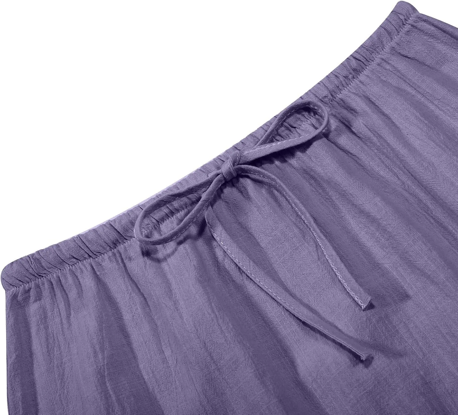 Womens Flared Maxi Skirt Summer Lightweight Drawstring High Waisted Skort Casual Breathable Solid Color A Line Skirt