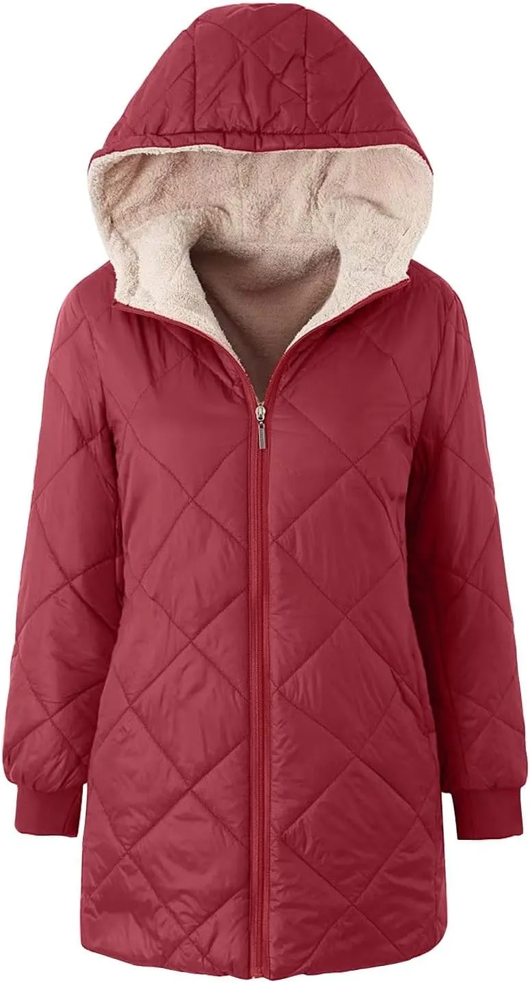 Womens Fleece Coat Jackets for Women With Hood Women Jacket Winter Coat 2023 Casual Trendy Long Sleeve Fuzzy Fleece Outfits