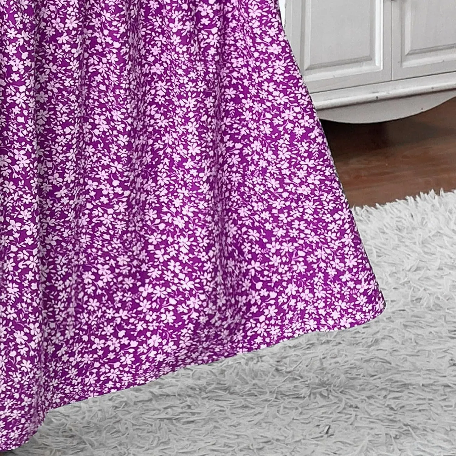 Women's Floral Maxi Skirt Casual Summer Elastic High Waisted Skirts Tiered Flowy Swing A Line Long Skirts with Pockets