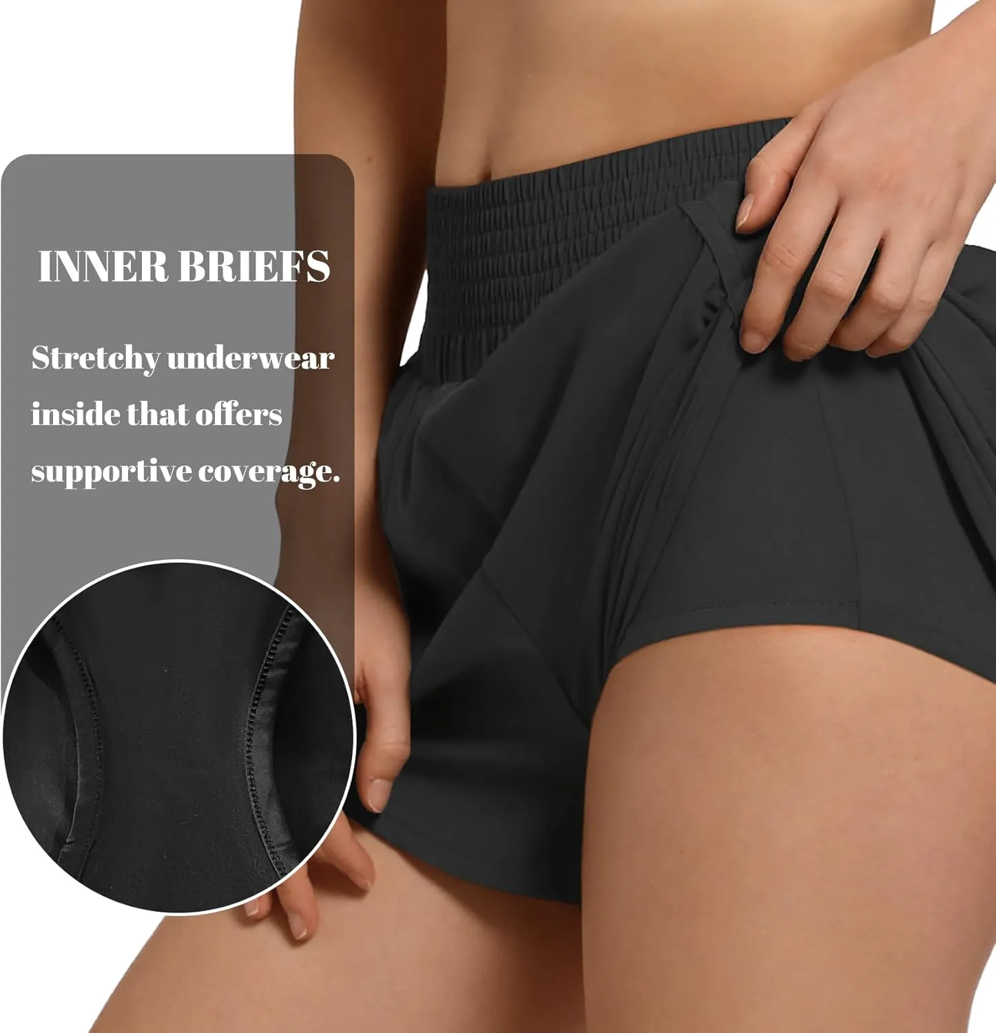 Women's High Waist Athletic Shorts Quick Dry Sporty Workout Running Shorts for Women with Zipper Pocket