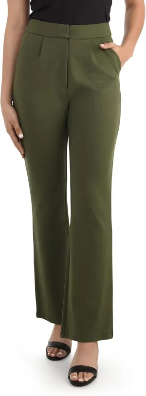Women's High Waisted Pleated Fit and Flare Pants
