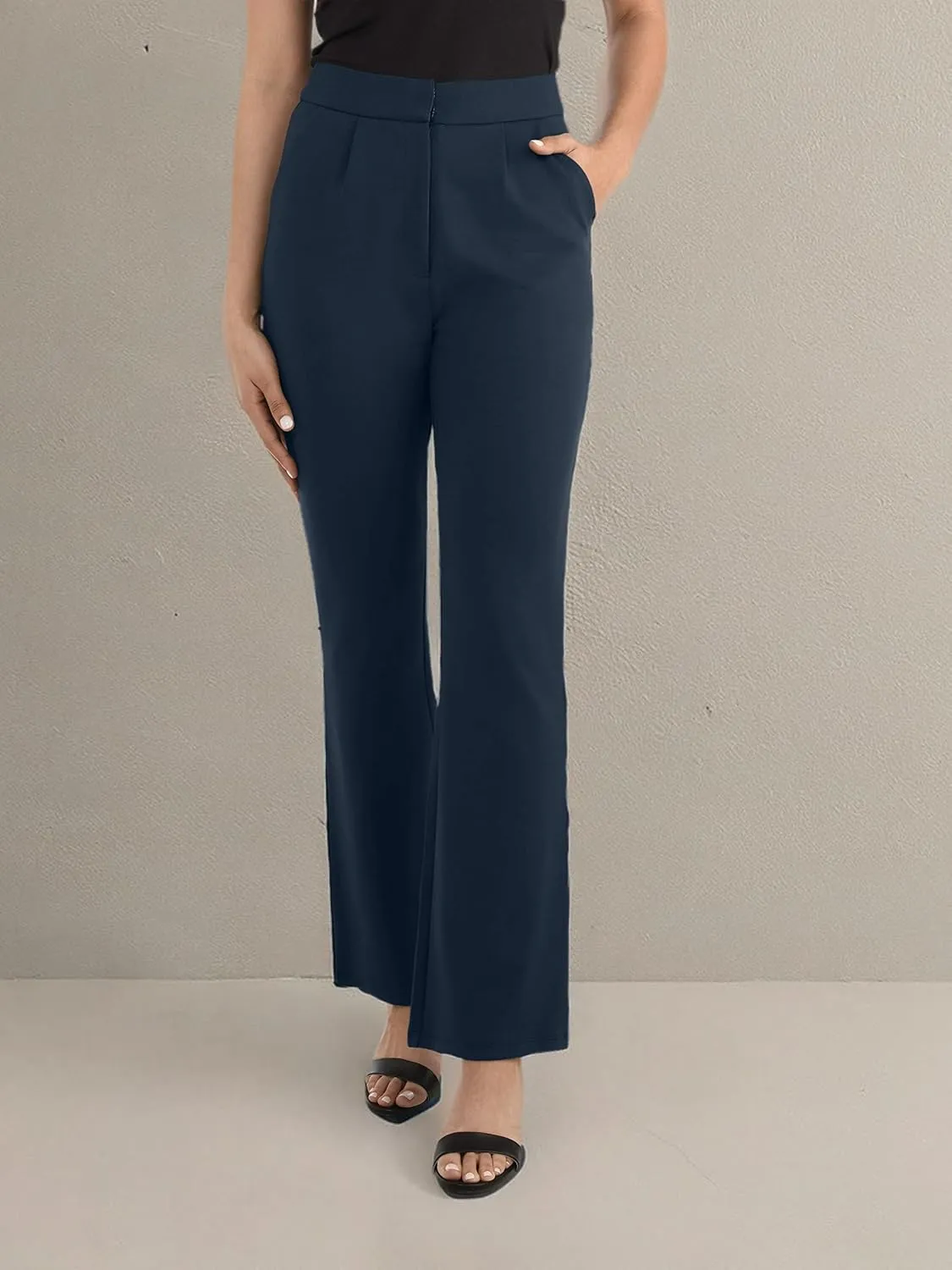 Women's High Waisted Pleated Fit and Flare Pants