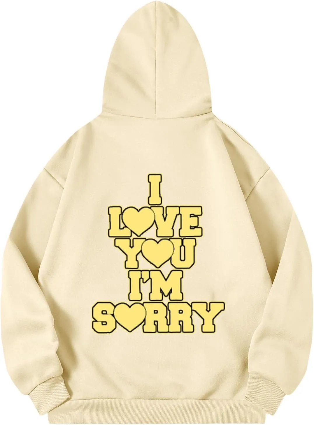 Womens I Love You I'm Sorry Letter Printed Front Back Fall Winter Hoodies Unisex Long Sleeve Hooded Sweatshirts