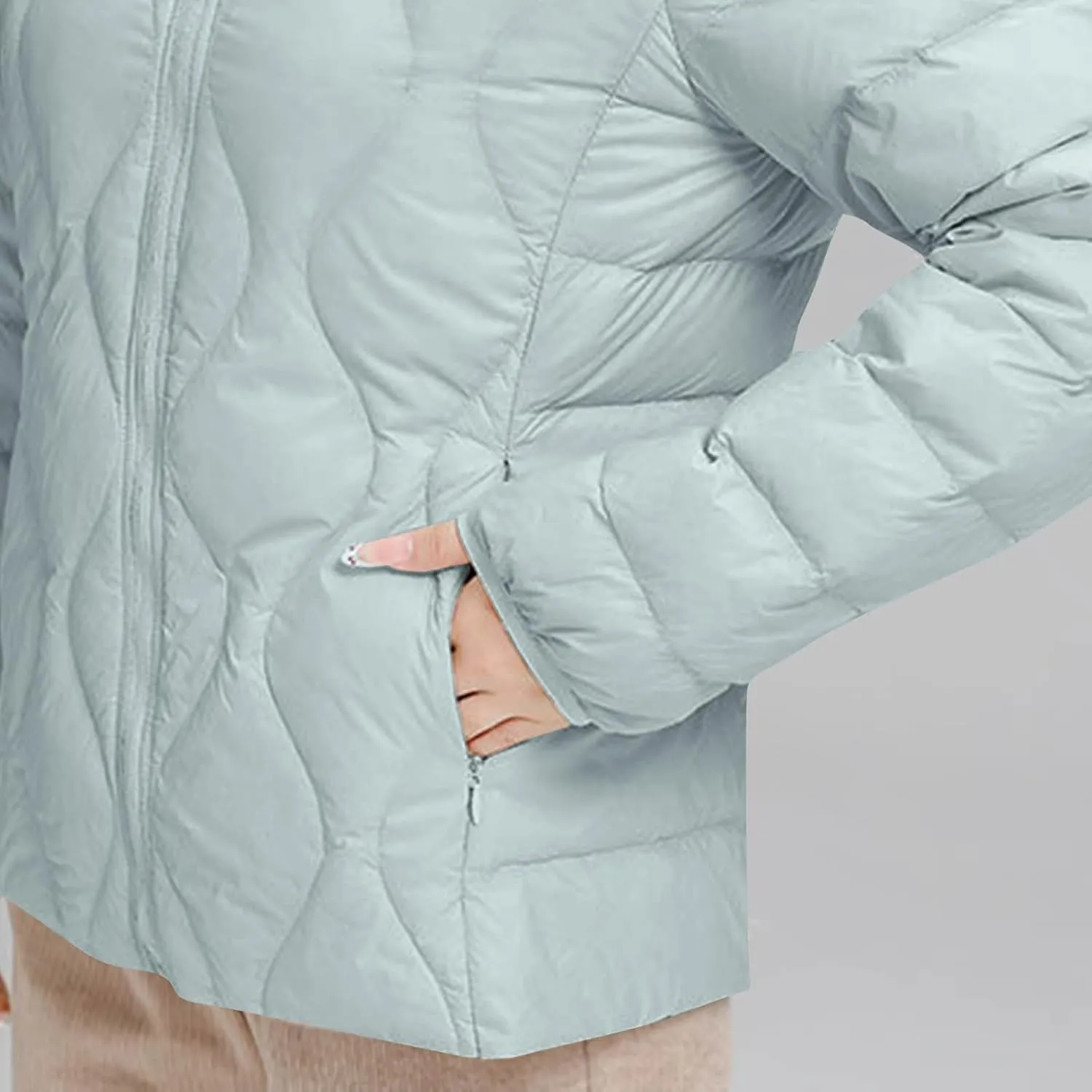 Women's Lightweight Down Coat Long Sleeve Full Zipper Puffer Padded Jackets Fall Winter Coat Casual Fashion Outerwear