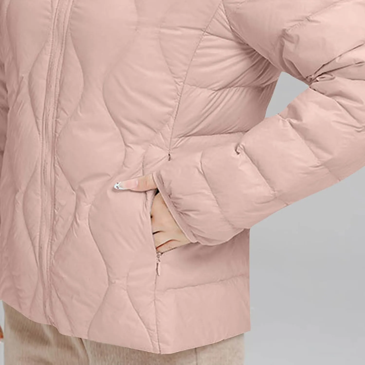 Women's Lightweight Down Coat Long Sleeve Full Zipper Puffer Padded Jackets Fall Winter Coat Casual Fashion Outerwear