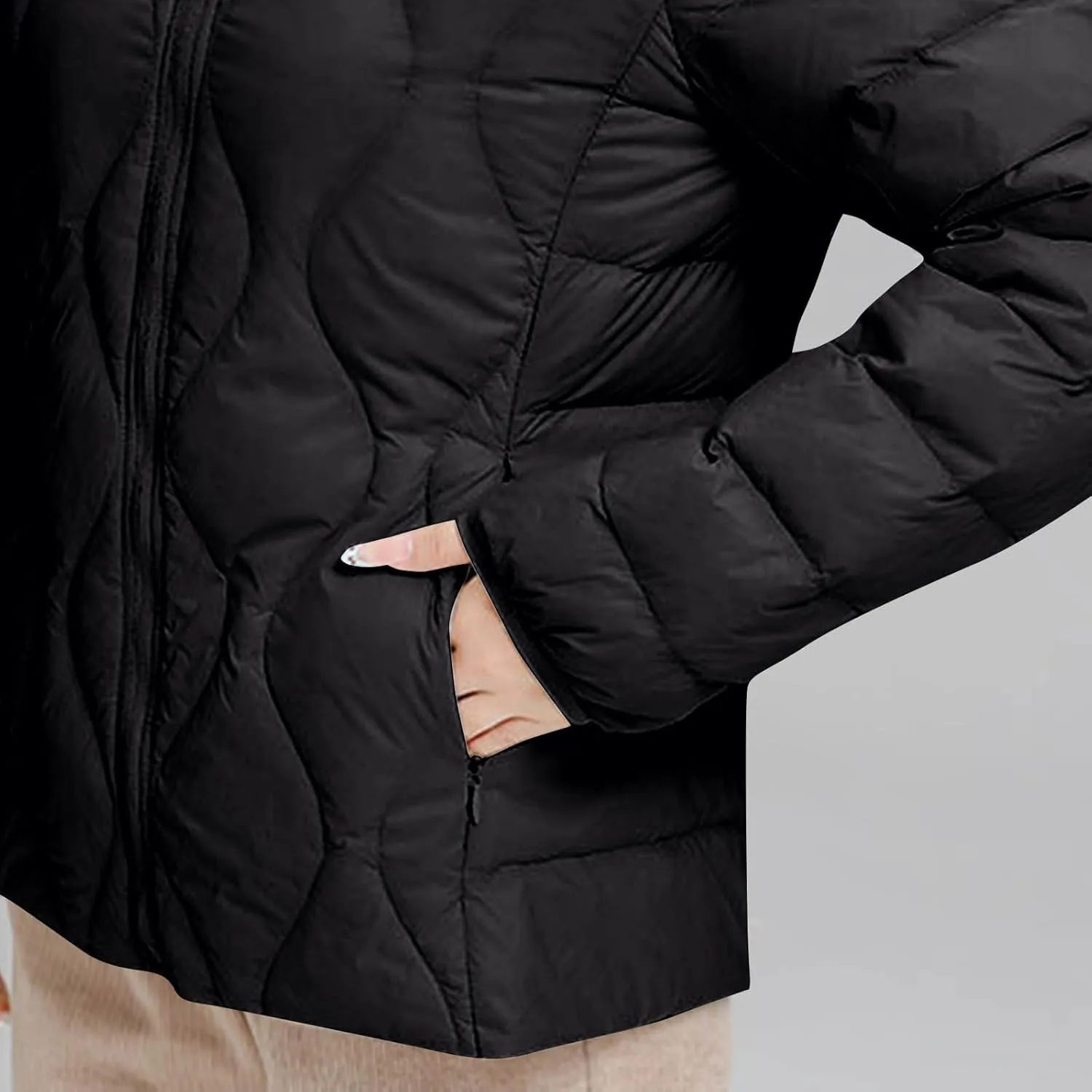 Women's Lightweight Down Coat Long Sleeve Full Zipper Puffer Padded Jackets Fall Winter Coat Casual Fashion Outerwear