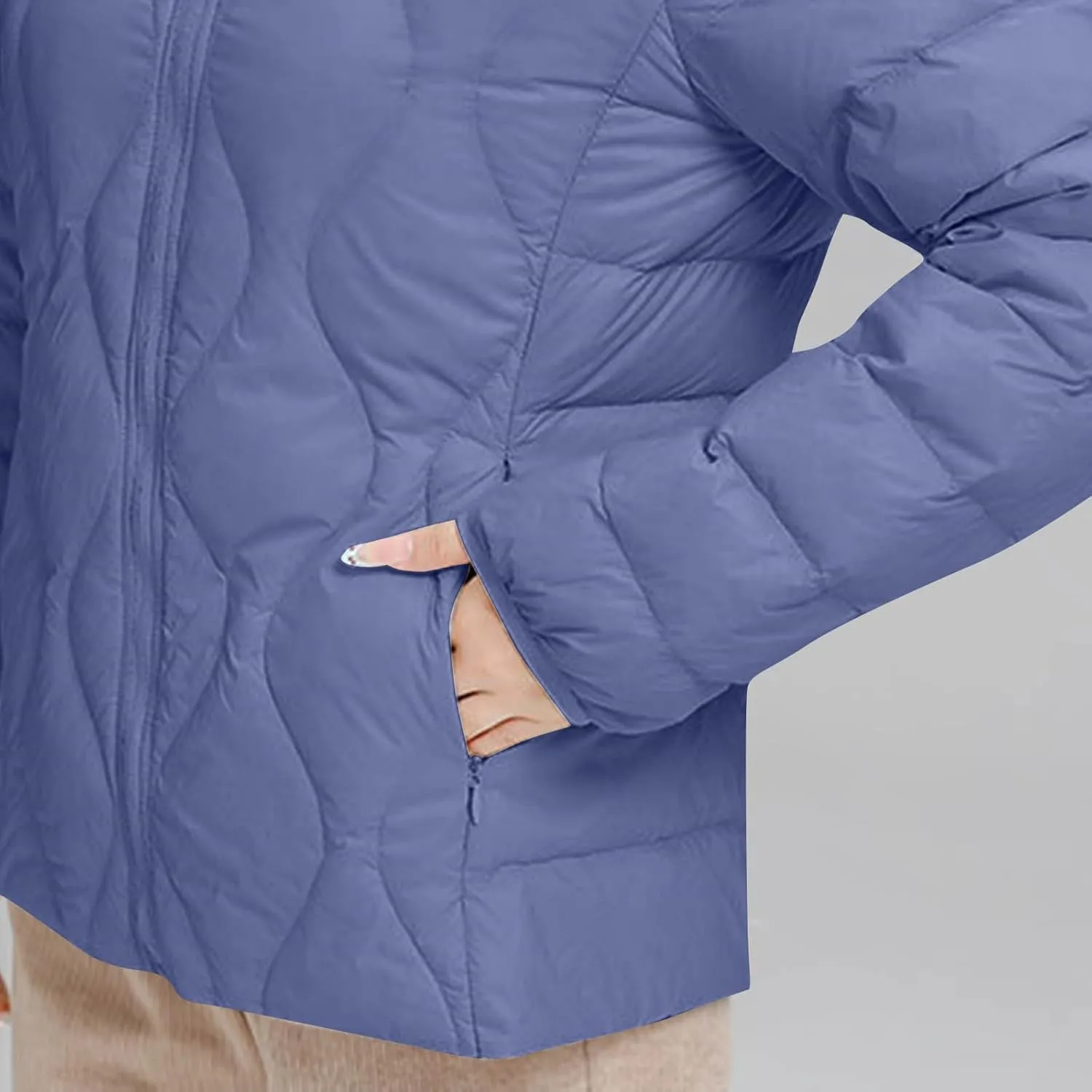 Women's Lightweight Down Coat Long Sleeve Full Zipper Puffer Padded Jackets Fall Winter Coat Casual Fashion Outerwear