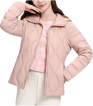 Women's Lightweight Down Coat Long Sleeve Full Zipper Puffer Padded Jackets Fall Winter Coat Casual Fashion Outerwear