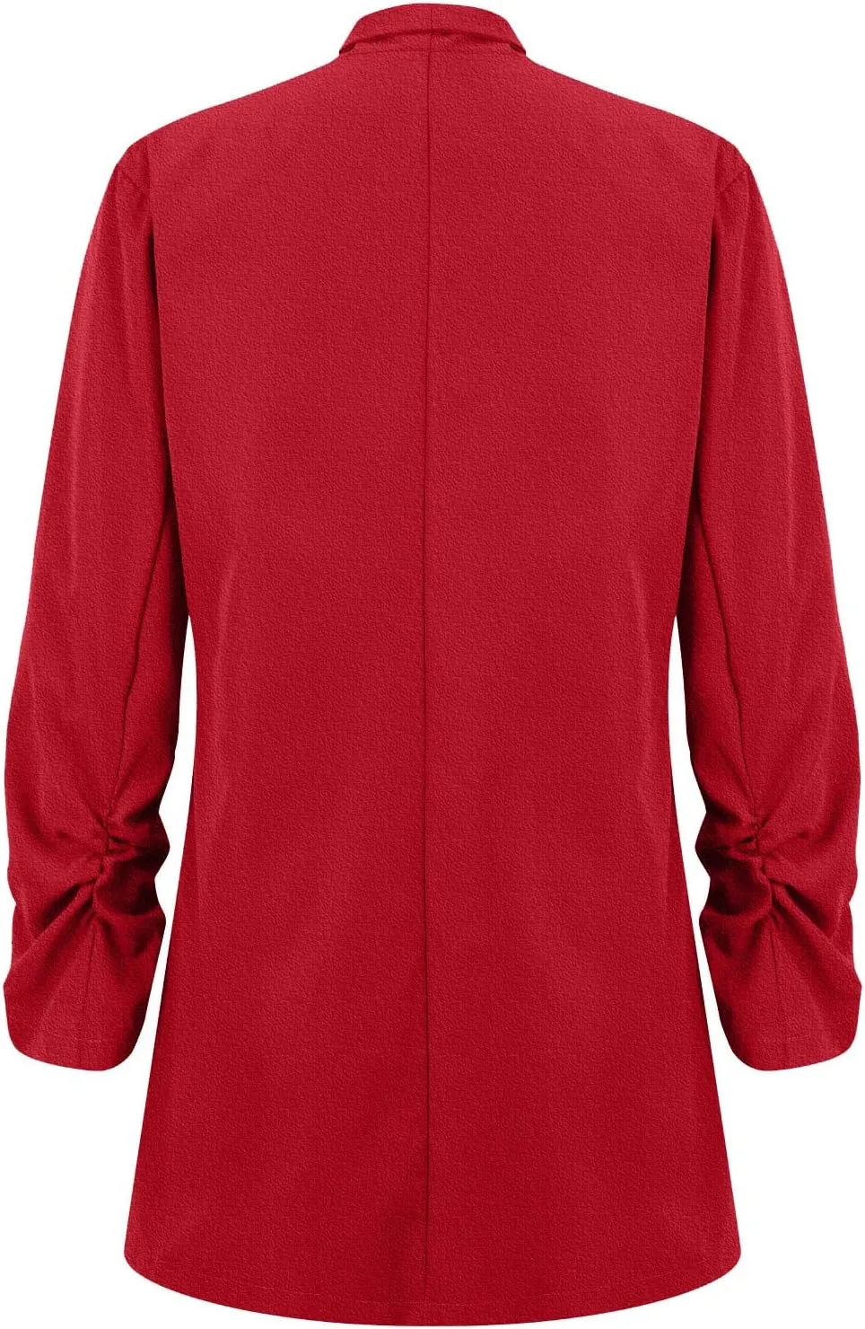 Womens Linen Blazer Casual Ruched 3/4 Sleeve Open Front Notched Lapel Jackets Lightweight Work Office Blazer Jackets