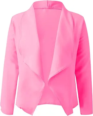 Women's Long Blazer Color Solid Open Front Cardigan Sleeve Casual Jacket Coat Oversized Blazer