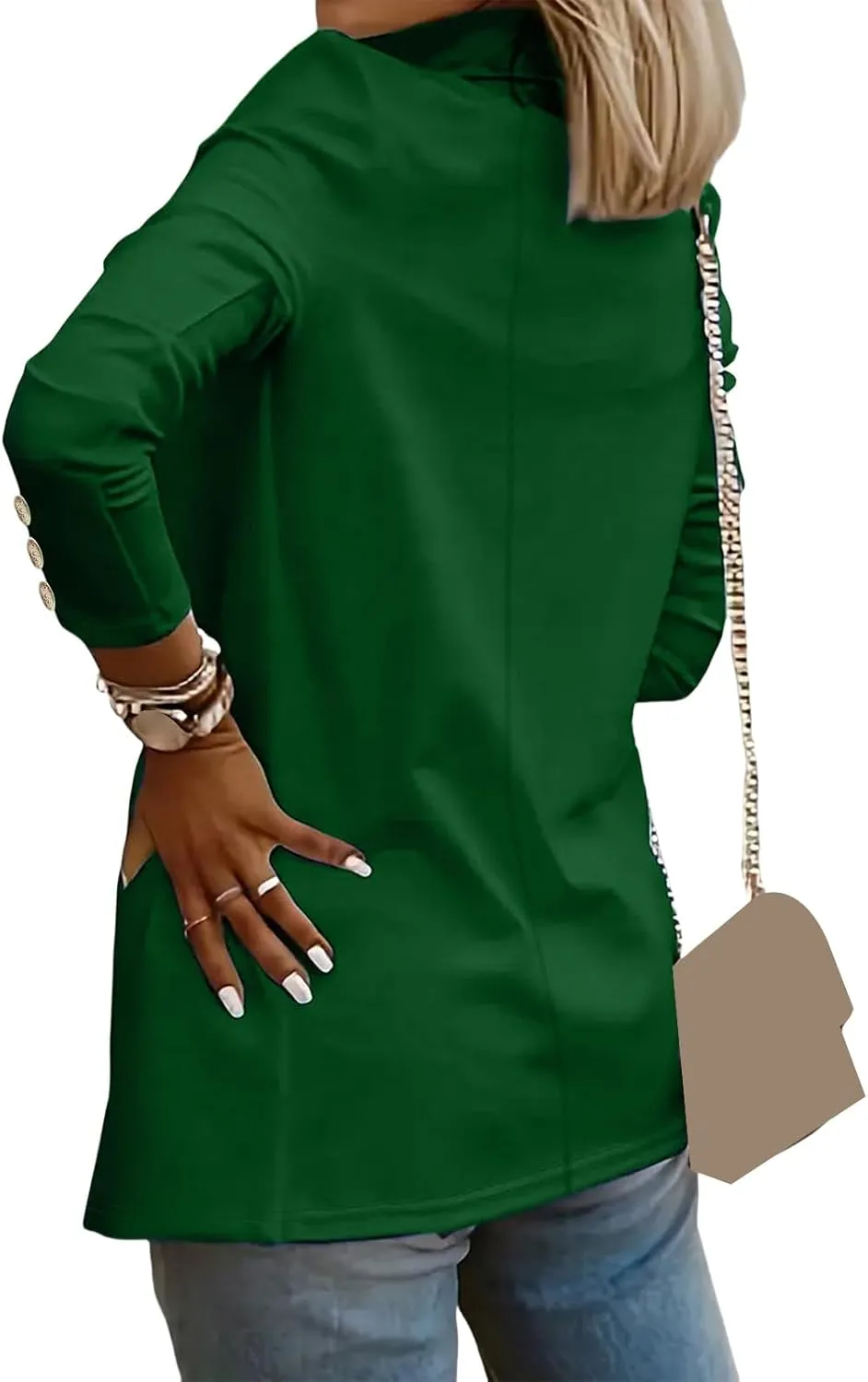 Womens Long Sleeve Blazers Dressy Lapel Open Front Blazer Casual Solid Color Lightweight Suit Jacket with Buttons