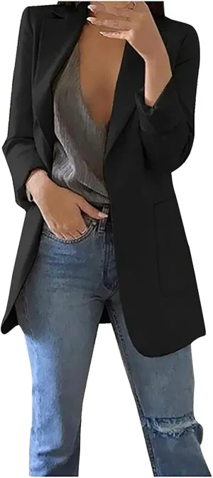 Women's Long Sleeve Casual Blazer Oversized Blazer Coat Open Front Cardigan Jacket Plus Size Blazers Work Dress Jacket