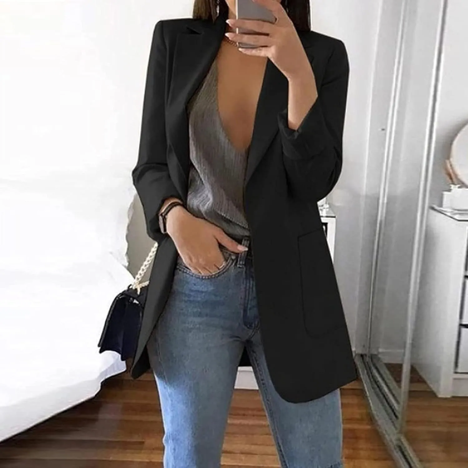 Women's Long Sleeve Casual Blazer Oversized Blazer Coat Open Front Cardigan Jacket Plus Size Blazers Work Dress Jacket