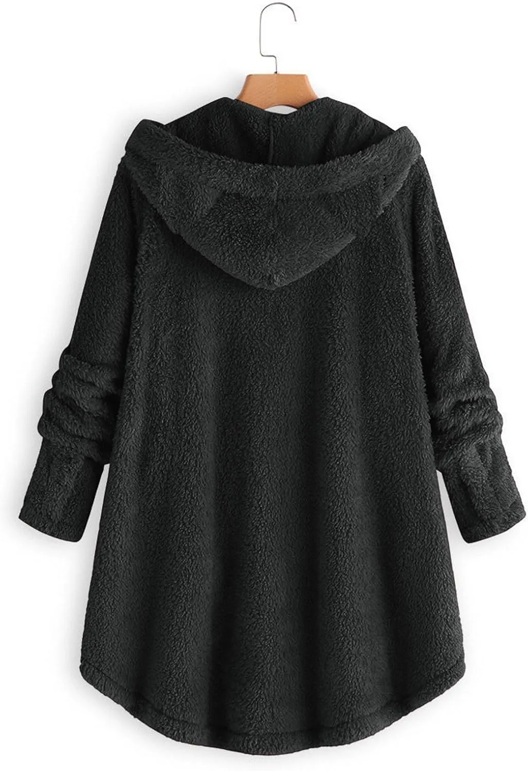 Women's Long Sleeve Hoodies Coat Cat Ear Cap Plush Tops Casual Loose Plus Size Button Stitching Pullover Sweaters