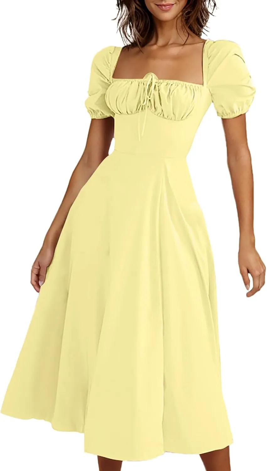 Womens Off The Shoulder Party Dresses Short Sleeve Flowy Long Dress Solid Color Casual Summer Dress