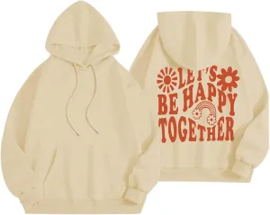 Womens Oversized Hoodies Cute Letter Print Sweatshirt Casual Preppy Floral Graphic Hoodie Winter Pullover Teen Girls