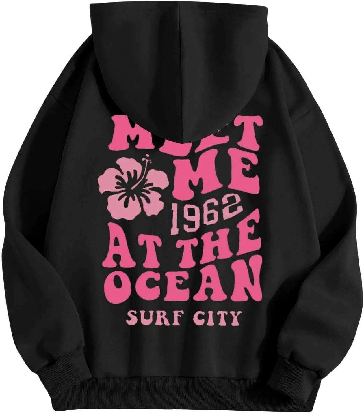 Womens Oversized Hoodies Cute Letter Print Sweatshirt Casual Preppy Floral Graphic Hoodie Winter Pullover Teen Girls