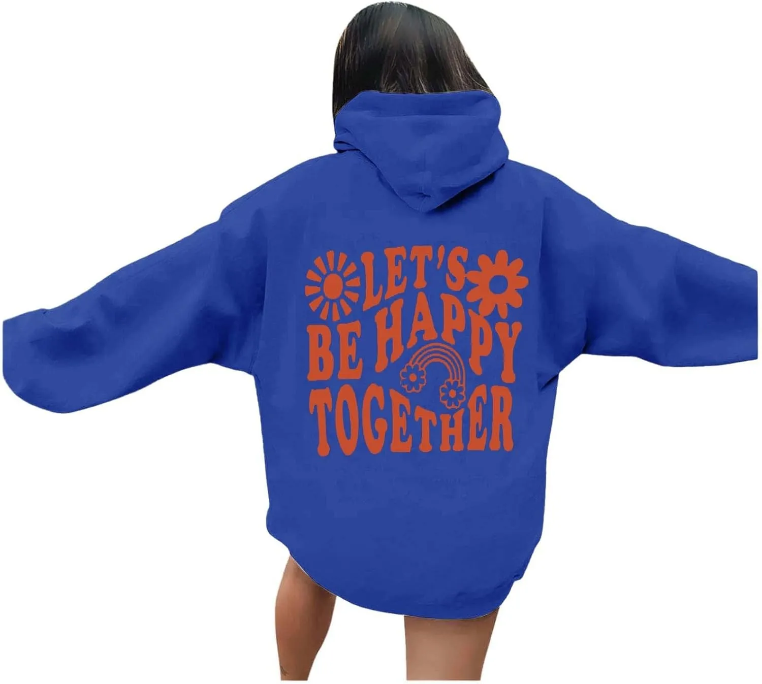 Womens Oversized Hoodies Cute Letter Print Sweatshirt Casual Preppy Floral Graphic Hoodie Winter Pullover Teen Girls