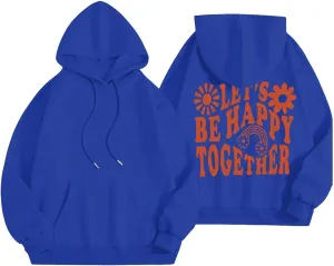 Womens Oversized Hoodies Cute Letter Print Sweatshirt Casual Preppy Floral Graphic Hoodie Winter Pullover Teen Girls