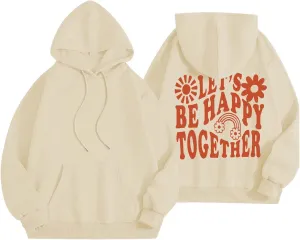 Womens Oversized Hoodies Cute Letter Print Sweatshirt Casual Preppy Floral Graphic Hoodie Winter Pullover Teen Girls